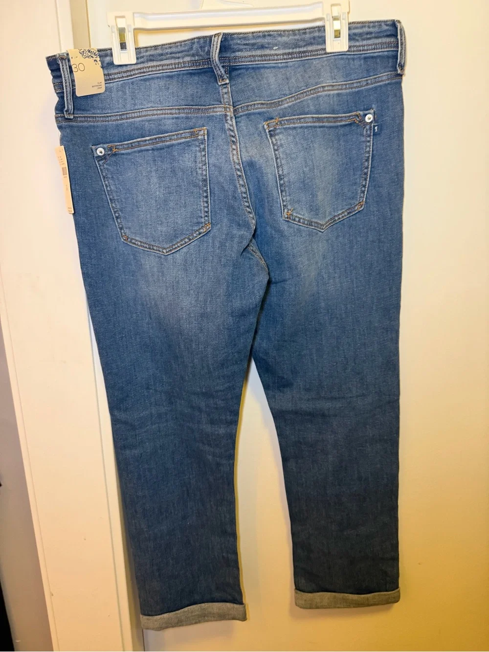Pilcro Distressed Boyfriend Jeans in Blue Wash